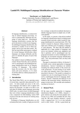 LanideNN: Multilingual Language Identification on Character Window