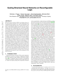 Scaling Binarized Neural Networks on Reconfigurable Logic