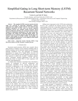 Simplified Gating in Long Short-term Memory (LSTM) Recurrent Neural
  Networks