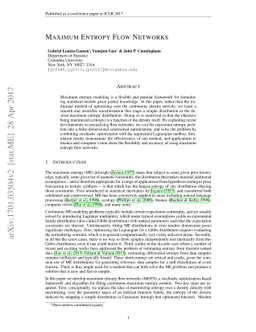 Maximum Entropy Flow Networks