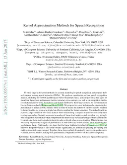 Kernel Approximation Methods for Speech Recognition