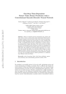 One-Step Time-Dependent Future Video Frame Prediction with a
  Convolutional Encoder-Decoder Neural Network