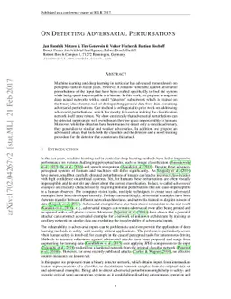 On Detecting Adversarial Perturbations