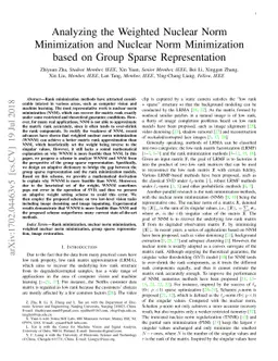 Analyzing the Weighted Nuclear Norm Minimization and Nuclear Norm
  Minimization based on Group Sparse Representation