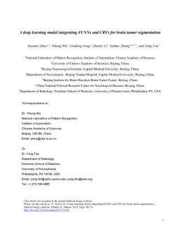 A deep learning model integrating FCNNs and CRFs for brain tumor
  segmentation