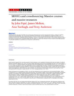 MOOCs and Crowdsourcing: Massive Courses and Massive Resources