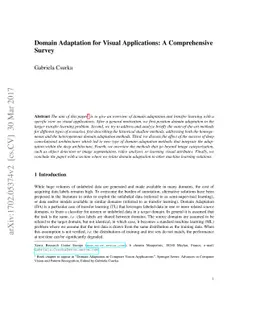 Domain Adaptation for Visual Applications: A Comprehensive Survey