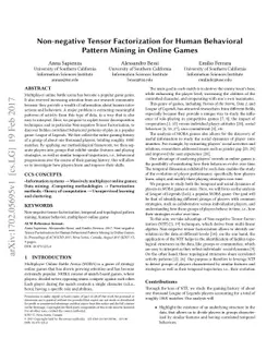Non-negative Tensor Factorization for Human Behavioral Pattern Mining in
  Online Games