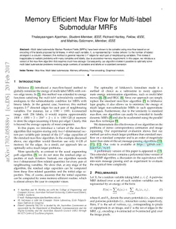 Memory Efficient Max Flow for Multi-label Submodular MRFs