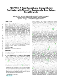 RESPARC: A Reconfigurable and Energy-Efficient Architecture with
  Memristive Crossbars for Deep Spiking Neural Networks