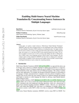 Enabling Multi-Source Neural Machine Translation By Concatenating Source
  Sentences In Multiple Languages