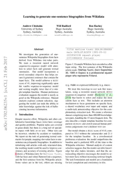 Learning to generate one-sentence biographies from Wikidata