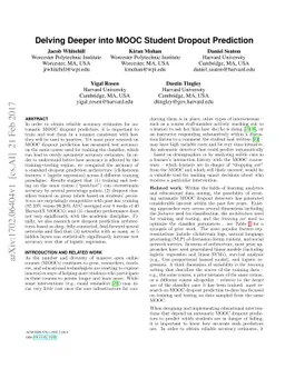 Delving Deeper into MOOC Student Dropout Prediction