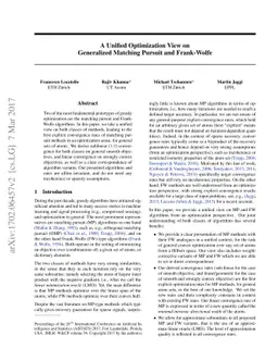 A Unified Optimization View on Generalized Matching Pursuit and
  Frank-Wolfe