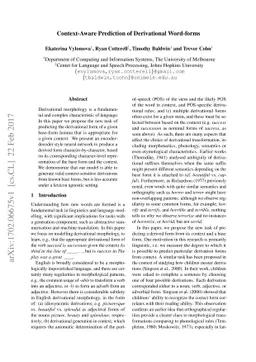 Context-Aware Prediction of Derivational Word-forms