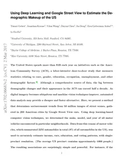 Using Deep Learning and Google Street View to Estimate the Demographic
  Makeup of the US