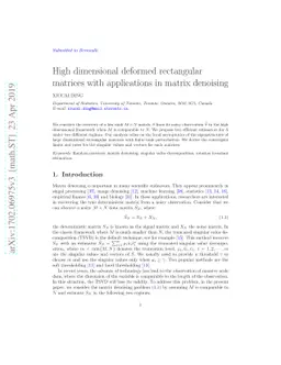 High dimensional deformed rectangular matrices with applications in
  matrix denoising