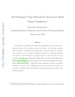 On Polynomial Time Methods for Exact Low Rank Tensor Completion