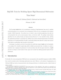 BigVAR: Tools for Modeling Sparse High-Dimensional Multivariate Time
  Series