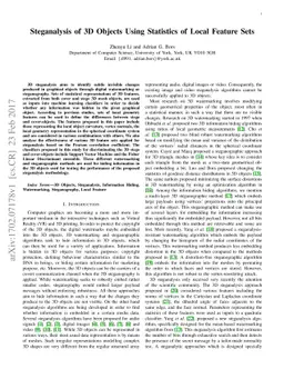 Steganalysis of 3D Objects Using Statistics of Local Feature Sets
