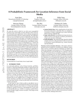 A Probabilistic Framework for Location Inference from Social Media