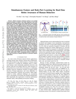Simultaneous Feature and Body-Part Learning for Real-Time Robot
  Awareness of Human Behaviors
