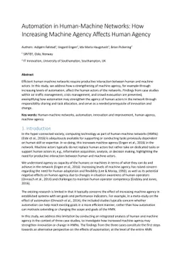 Automation in Human-Machine Networks: How Increasing Machine Agency
  Affects Human Agency