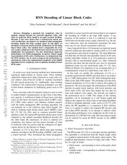 RNN Decoding of Linear Block Codes