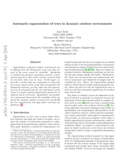 Automatic segmentation of trees in dynamic outdoor environments