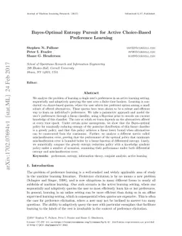 Bayes-Optimal Entropy Pursuit for Active Choice-Based Preference
  Learning