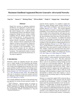 Maximum-Likelihood Augmented Discrete Generative Adversarial Networks