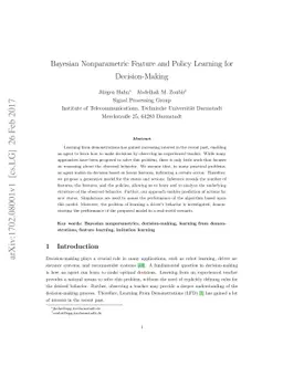 Bayesian Nonparametric Feature and Policy Learning for Decision-Making