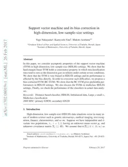 Support vector machine and its bias correction in high-dimension,
  low-sample-size settings