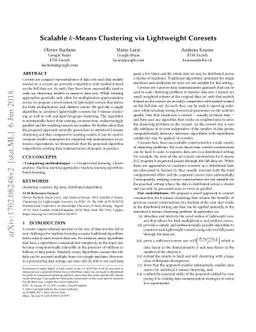 Scalable k-Means Clustering via Lightweight Coresets