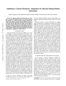 Admittance Control Parameter Adaptation for Physical Human-Robot
  Interaction
