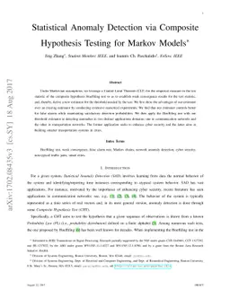 Statistical Anomaly Detection via Composite Hypothesis Testing for
  Markov Models