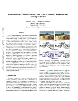 Boundary Flow: A Siamese Network that Predicts Boundary Motion without
  Training on Motion
