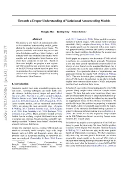 Towards Deeper Understanding of Variational Autoencoding Models