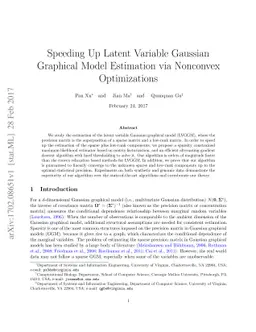 Speeding Up Latent Variable Gaussian Graphical Model Estimation via
  Nonconvex Optimizations