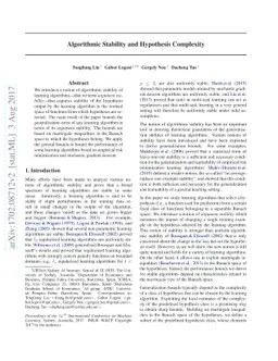 Algorithmic stability and hypothesis complexity