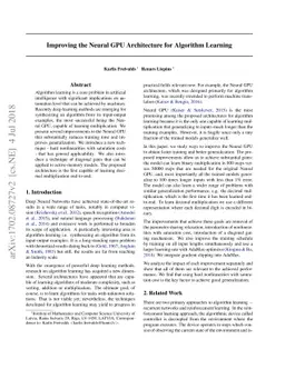 Improving the Neural GPU Architecture for Algorithm Learning