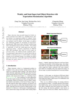 Weakly- and Semi-Supervised Object Detection with
  Expectation-Maximization Algorithm