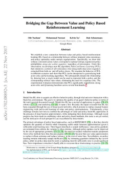 Bridging the Gap Between Value and Policy Based Reinforcement Learning