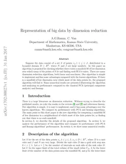 Representation of big data by dimension reduction