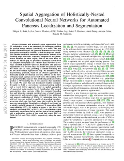 Spatial Aggregation of Holistically-Nested Convolutional Neural Networks
  for Automated Pancreas Localization and Segmentation
