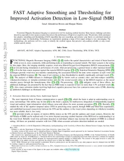 FAST Adaptive Smoothing and Thresholding for Improved Activation
  Detection in Low-Signal fMRI
