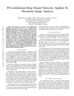PCA-Initialized Deep Neural Networks Applied To Document Image Analysis