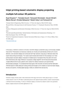 Inkjet printing-based volumetric display projecting multiple full-colour
  2D patterns