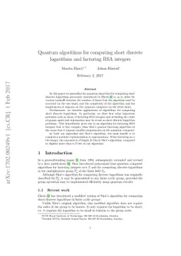 Quantum algorithms for computing short discrete logarithms and factoring
  RSA integers