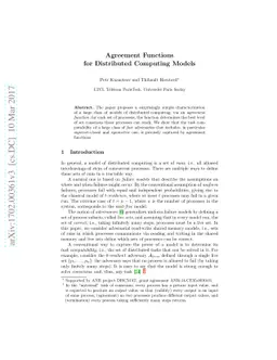 Agreement Functions for Distributed Computing Models